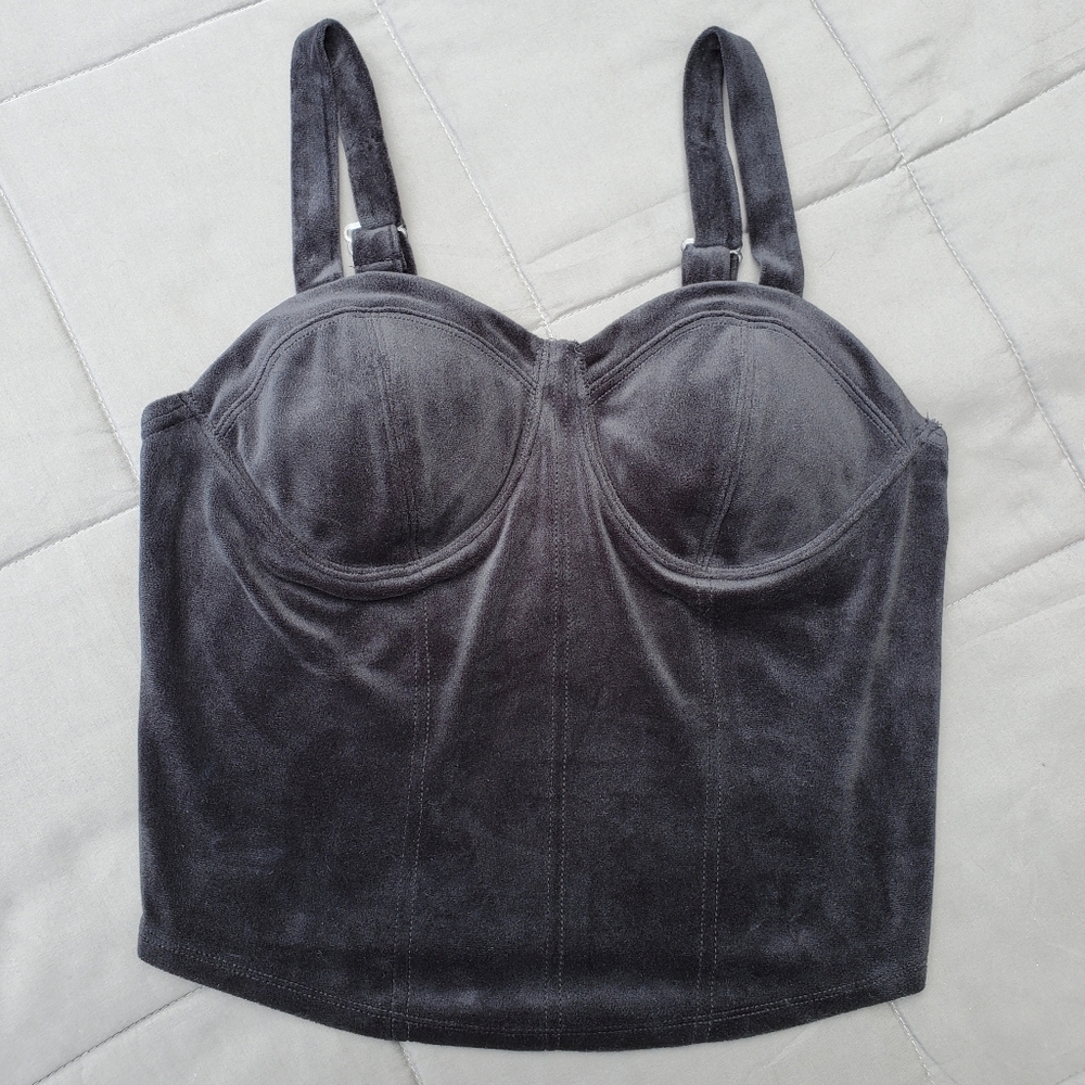 No Boundaries Velour Crop Top L